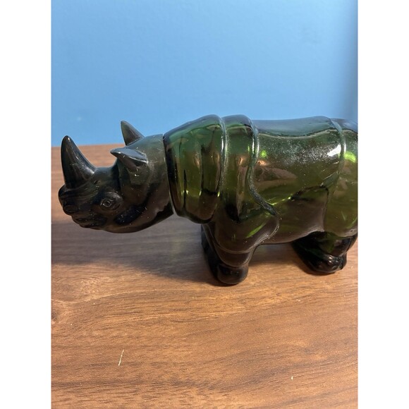 Vintage Avon Big Game Rhino Decanter After Shave Empty No Box Green - Picture 3 of 11